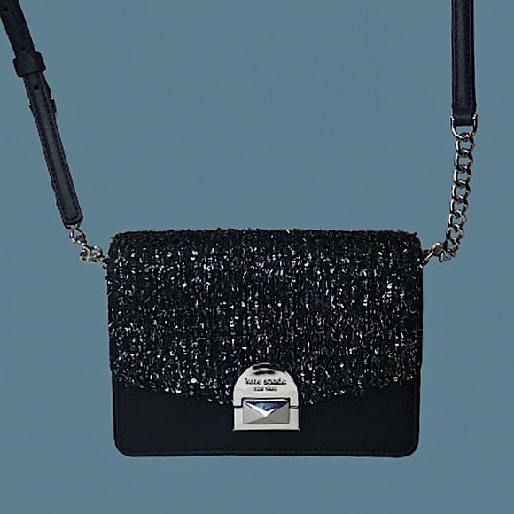 KATE SPADE Black and Silver Slide Lock Clutch Crossbody Bag Silver Accents NWOT - Picture 17 of 17